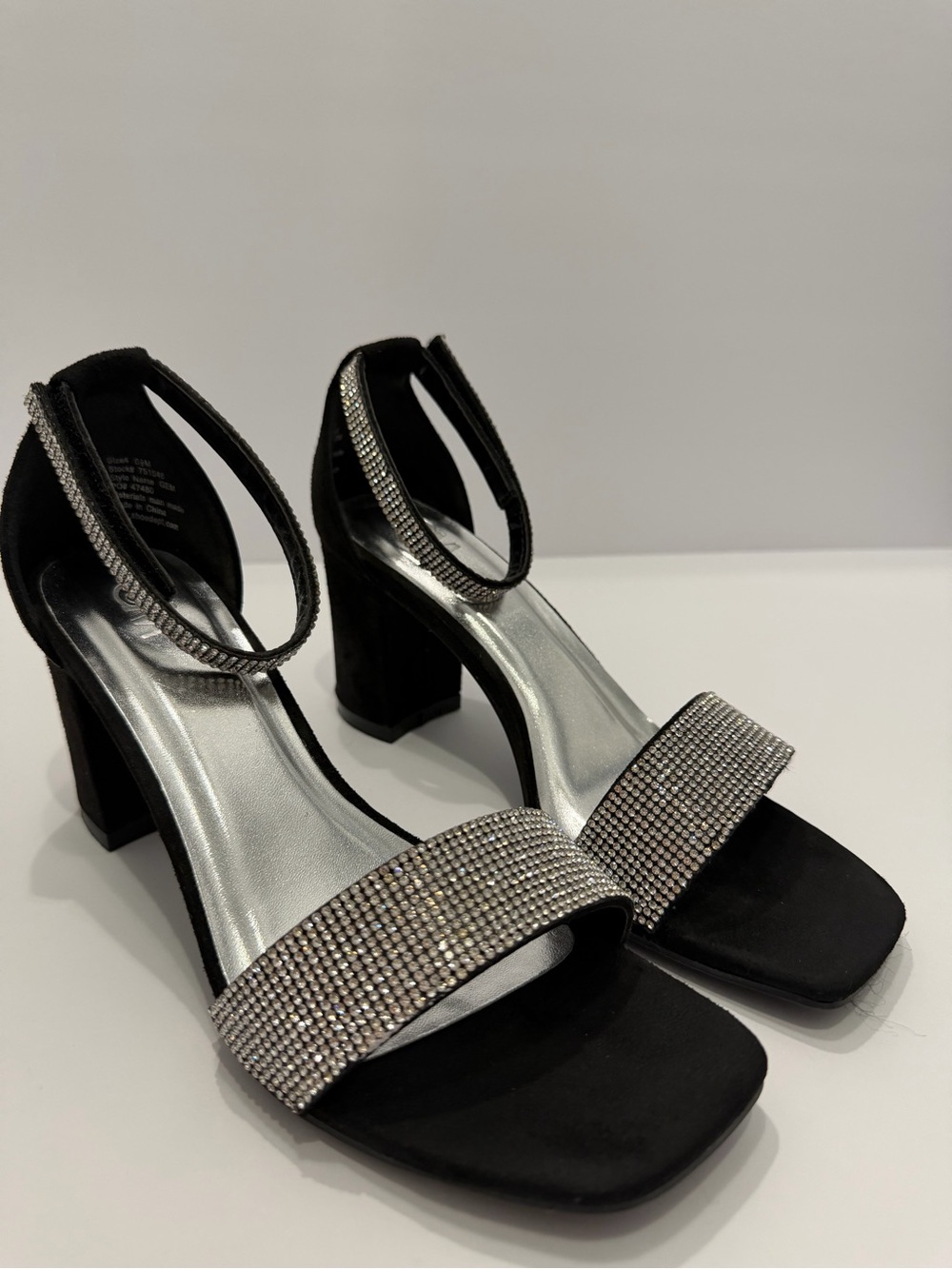 Black Rhinestone Ankle-Strap Heels - Picture 3 of 9